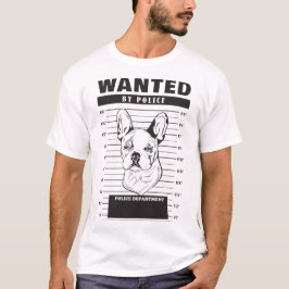 Wantedフレンチブルドッグのマグショット Tシャツ