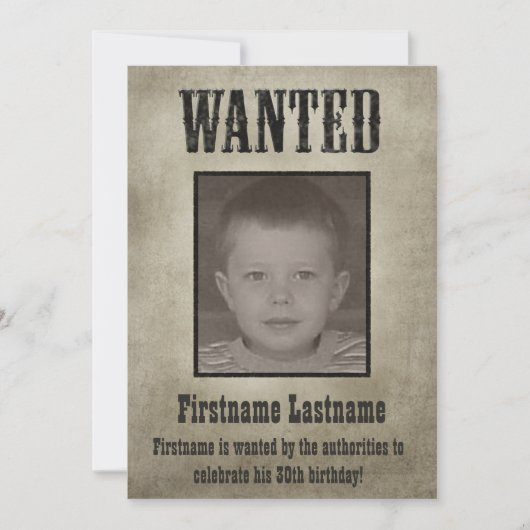 WANTEDポスターおもしろい誕生日 招待状 (正面)