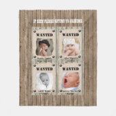 Wanted おもしろい Posts Wood素朴 Photo フリースブランケット (正面)