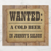 WANTED：お名前の入った冷たいビール ビールラベル (シングルラベル)