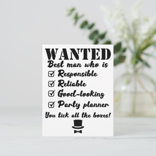 Wanted Best Man Custom Proposal 招待状 (スタンド正面)