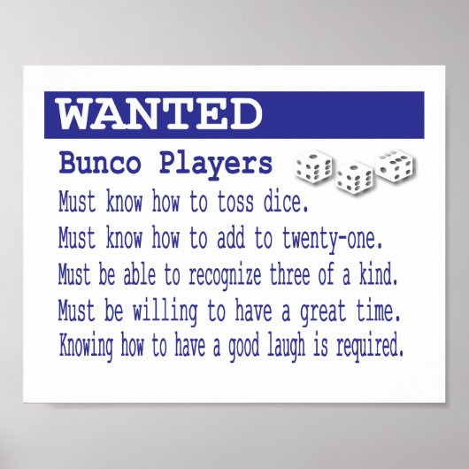 Wanted Bunco Players Poster ポスター (正面)