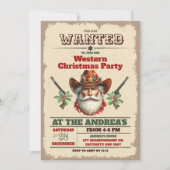 Wanted Cowboy Western Christmas Party 招待状 (正面)