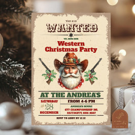 Wanted Cowboy Western Christmas Party 招待状