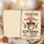 Wanted Cowboy Western Christmas Party 招待状