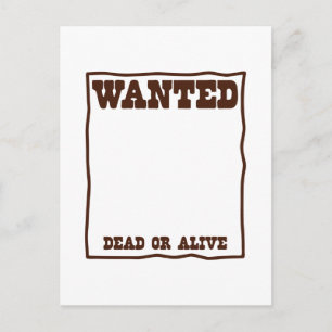 WANTED deadまたはAlive poster with 空白の background ポストカード