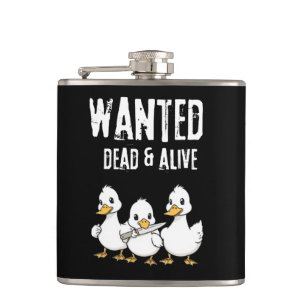 Wanted Dead & Alive Duck おもしろい Cartoon フラスク