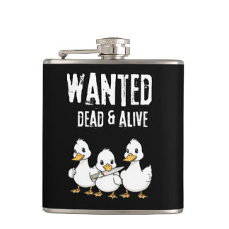 Wanted Dead & Alive Duck おもしろい Cartoon フラスク