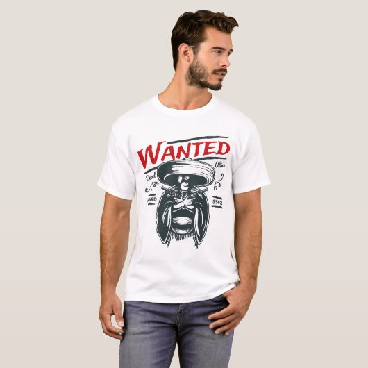 Wanted Dead Alive Reward Funny Humor Saying Tシャツ (正面フル)