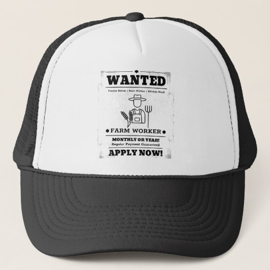 Wanted Farm Worker Apply Now キャップ (正面)