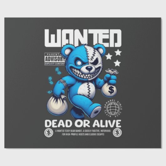 Wanted Outlaw Bear Gift Wrapping Paper  ラッピングペーパー (フラット)