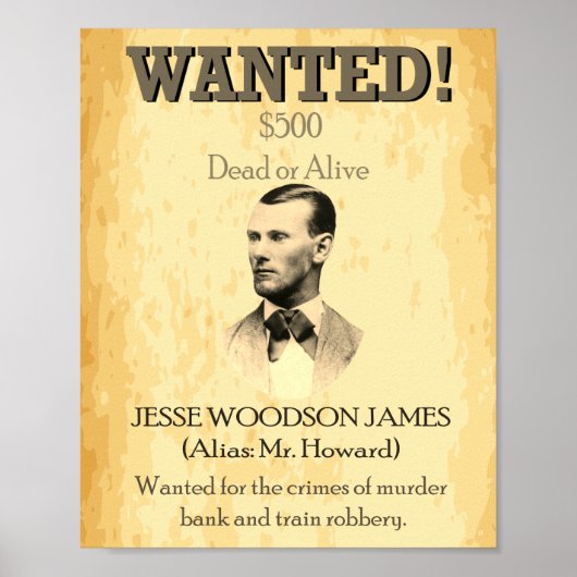 Wanted Outlaw Jesse James Wild West USA ポスター (正面)