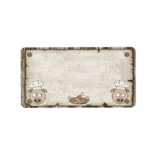 Wanted Pig BBQ住所 シール (正面)