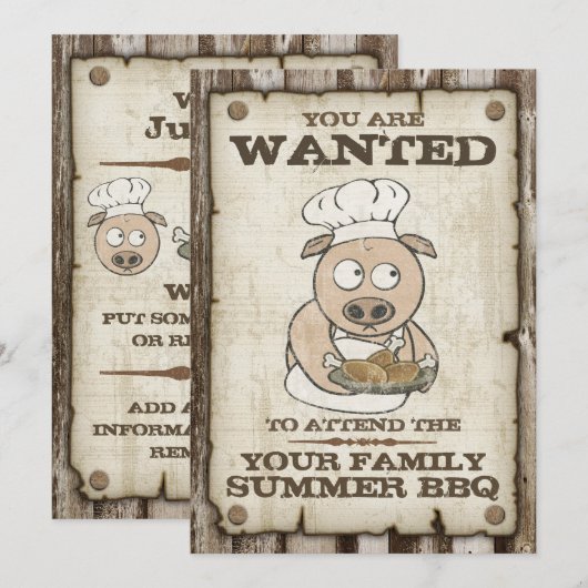 Wanted Pig BBQ招待状 招待状 (正面/裏面)
