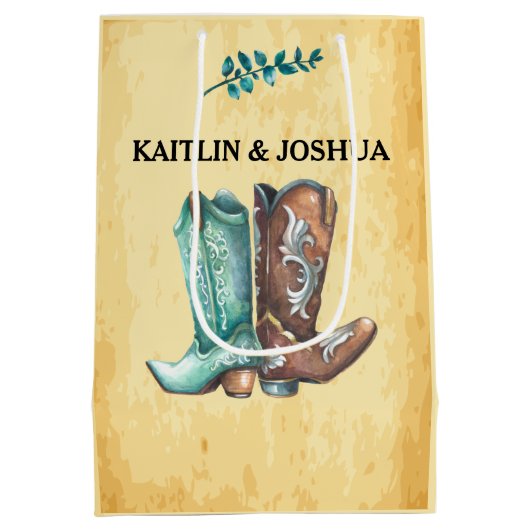 Wanted Poster結婚の🤠カスタム写真 ミディアムペーパーバッグ (裏面)