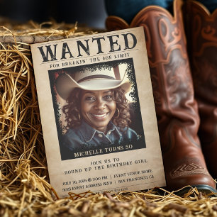 Wanted Poster 50th Birthday Partyヴィンテージ写真 招待状