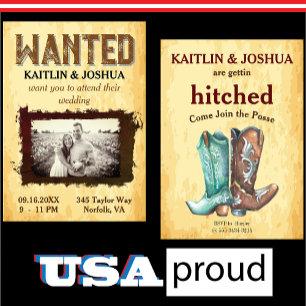 WANTED Poster 🤠 Cowboy Bootsの結婚写真 招待状