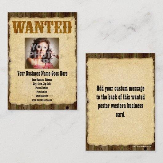 Wanted Poster Old-Time Photoヴィンテージアンティーク 名刺 (正面/裏面)