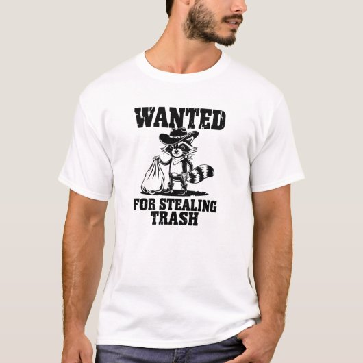 Wanted Raccoon - Outlawおもしろい Trash Stealer Tシャツ (正面)