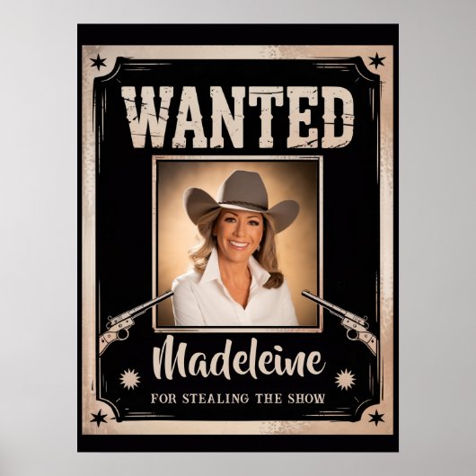 Wanted Wild West Western Fun Photo Birthday ポスター (正面)