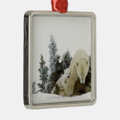 Wapuskの国立公園の白くま メタルオーナメント (右)