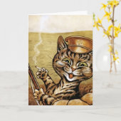 War Hero Cat by Louis Wain Card カード (黄色い花)