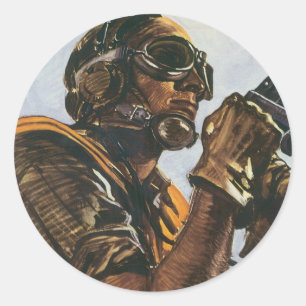 War Heros Stickers -ヴィンテージ戦争ポスター ラウンドシール