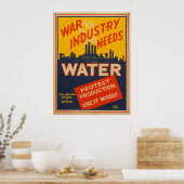 War Industry Waterヴィンテージ1943 WPAポスター ポスター (キッチン)