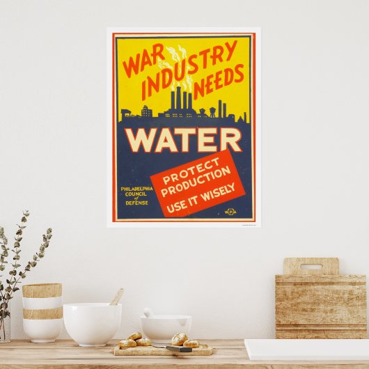 War Industry Water WWII 1943 WPA ポスター (キッチン)
