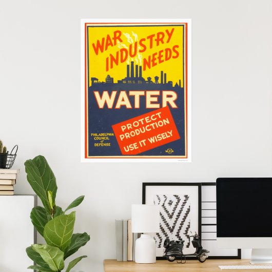 War Industry Water WWII 1943 WPA ポスター (ホームオフィス)