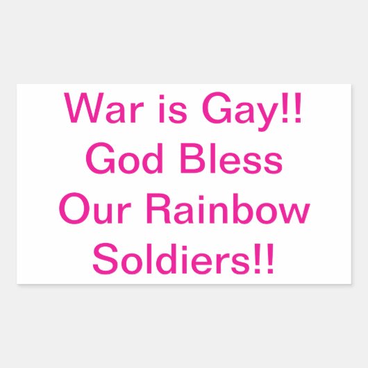 War is Gay Rainbow Soldiers Hankamer Artjunkhaus 長方形シール (正面)
