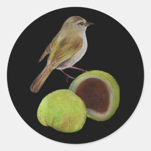 Warbler and Uguisu Mochi Japanese Spring Sticker ラウンドシール
