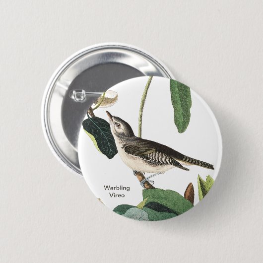 Warbling Vireo John James Audubon Birdwatcher Bird 缶バッジ (正面&裏面)