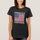 Warehouse American Flag Forklift Operator Forklift Tシャツ (正面)
