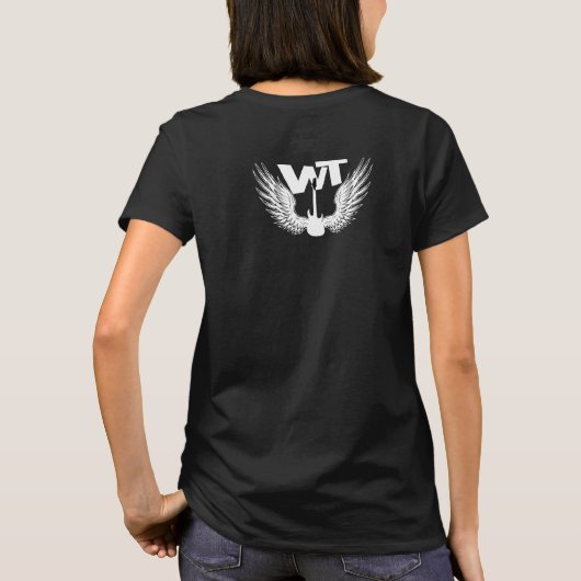 Warholの理論の女性の黒い重量の翼のTシャツ Tシャツ (裏面)