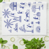 Warli Art Indian Tribal Illustration キッチンタオル (折り畳み)