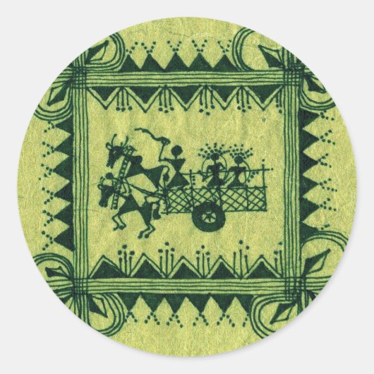 Warli BullockCart ラウンドシール (正面)