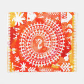 Warli painting - hand drawn traditional the ancien フリースブランケット (正面(横))