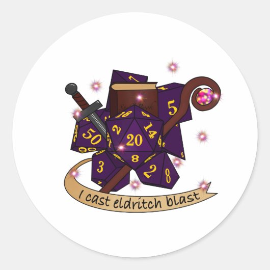 Warlock Dice Design ラウンドシール (正面)