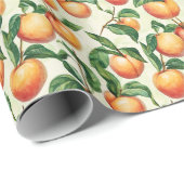 Warm Apricot Botanical Peach Illustration ラッピングペーパー (ロールコーナー)