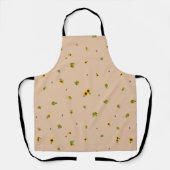 Warm Apricot Japanese Sunflower Floral Pattern エプロン (正面)