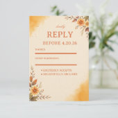 Warm Autumn Floral Elegant 出欠カード (スタンド正面)