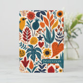 Warm Autumn Floral Folk Art Wedding 招待状 (スタンド正面)