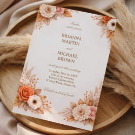 Warm Autumn Floral Frame 招待状