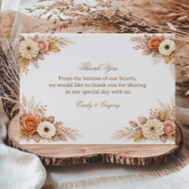 Warm Autumn Floral Gratitude サンキューカード