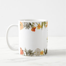 Warm Autumn Floral Monogram 'E' Initial Mug コーヒーマグカップ