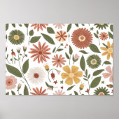Warm Autumn Floral Pattern with Earthy Tones ポスター (正面)