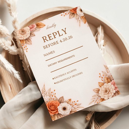 Warm Autumn Floral Response 出欠カード