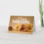 Warm Autumn Florals Happy Thanksgiving シーズンカード (正面)