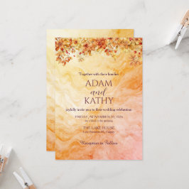Warm Autumn Marble Wedding Invitation 招待状
